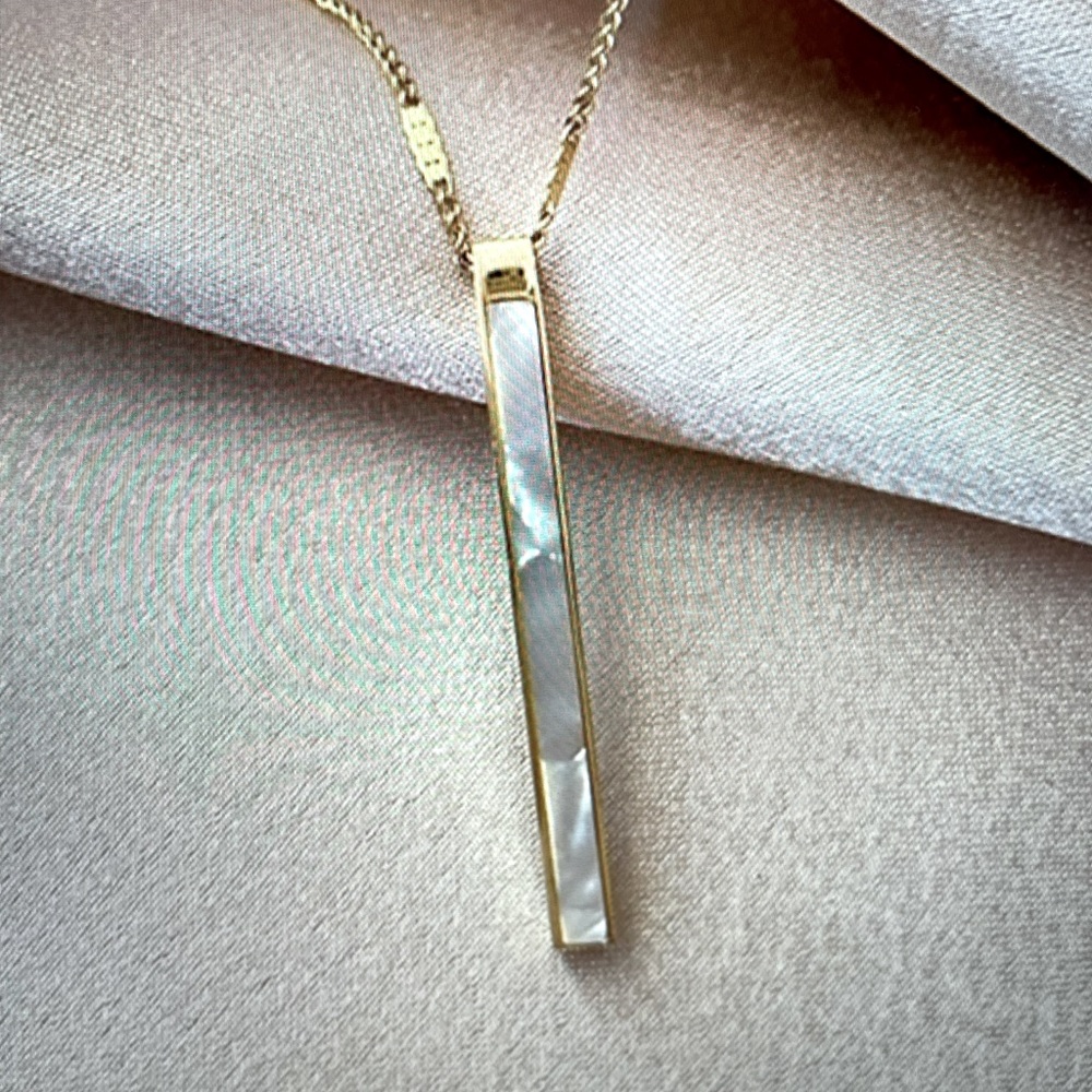 Minimalist White Shell Rectangle Pendant Necklace, Anniversary Gift, Jewelry